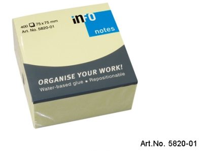 Viestilappu Info Notes 75 x 75 mm keltainen 400kpl