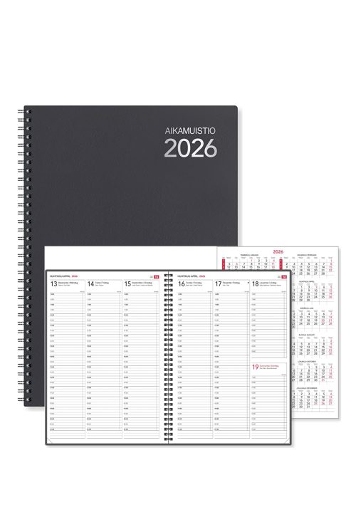 Kalenteri 2026 Aikamuistio A4 wire-sidottu