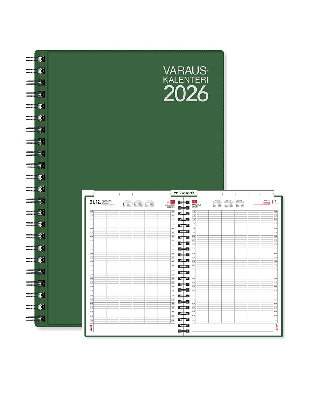 Kalenteri 2026 Varauskalenteri A4 vihreä