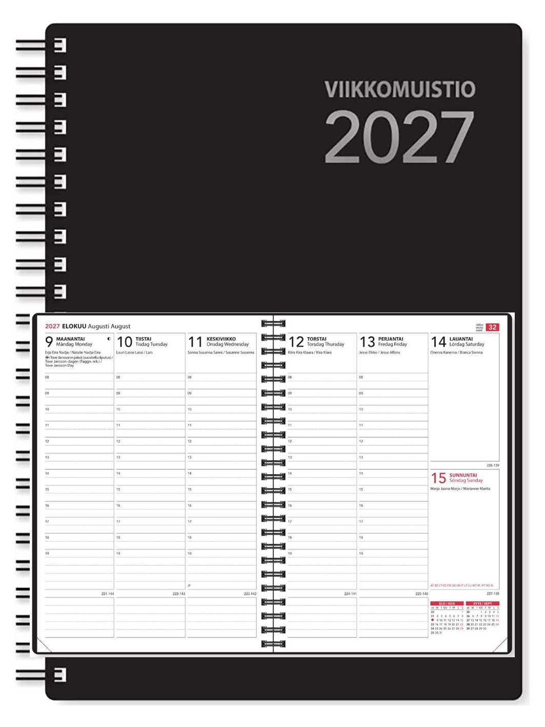 Kalenteri 2027 Viikkomuistio vuosipaketti A5